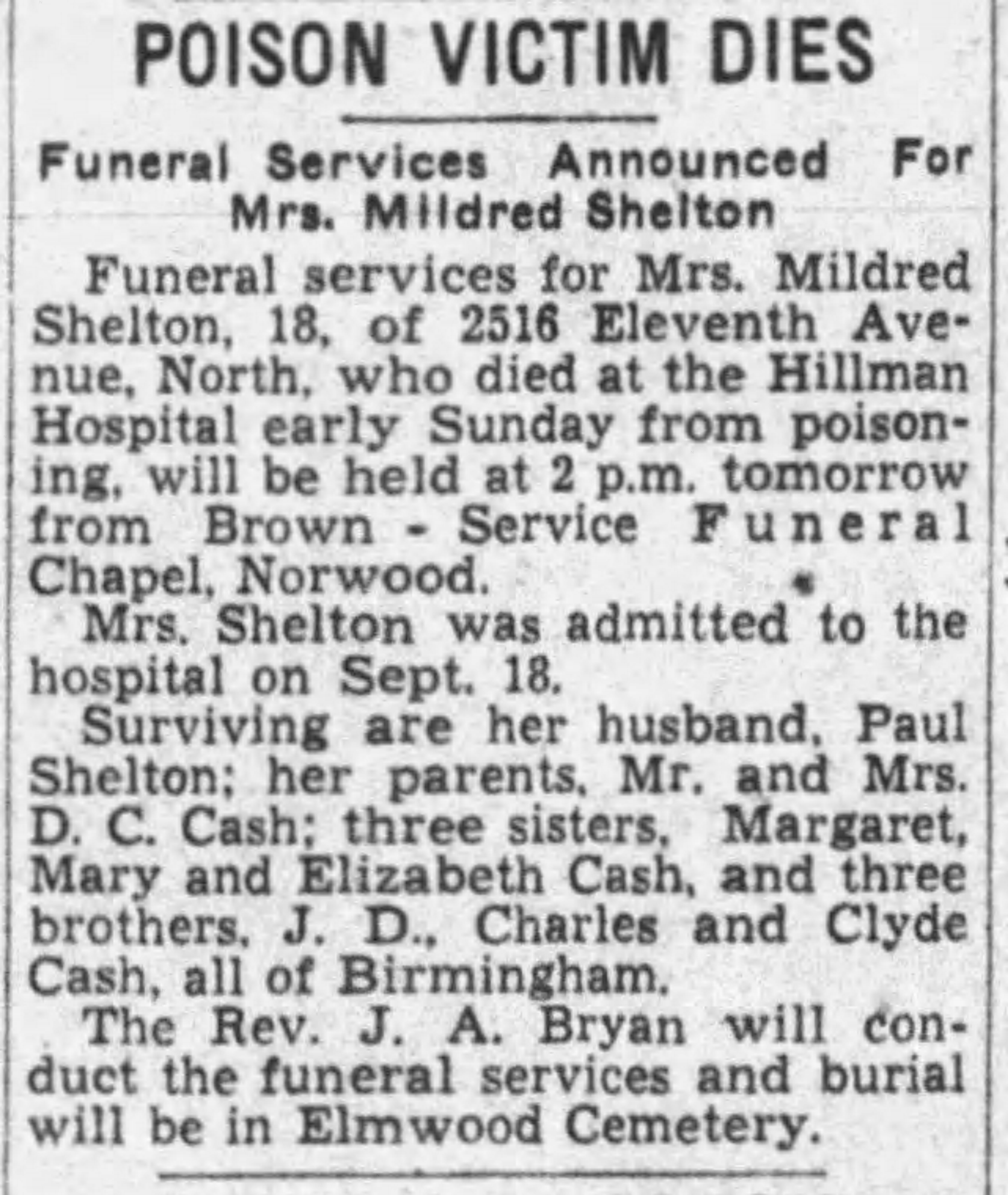 Mildred Marie Shelton obituary